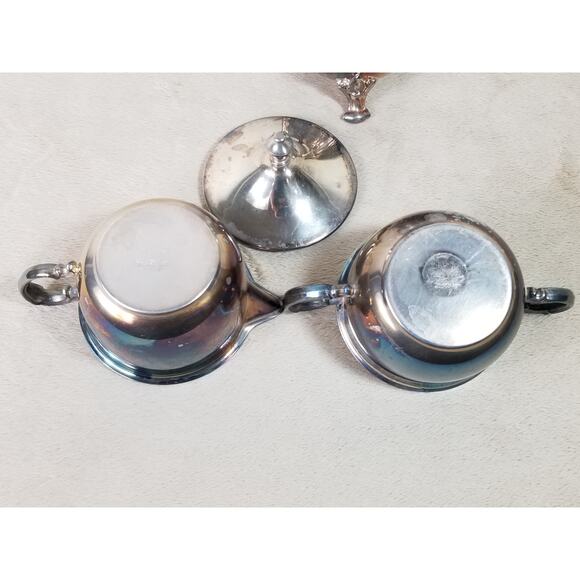 Sheridan Silverplate Sugar Bowl Creamer Coffee Pourer Vintage Collectible - Picture 8 of 15